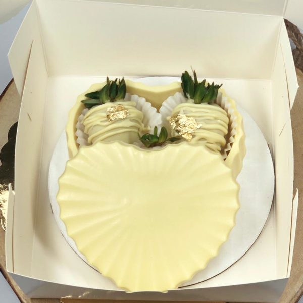 Heart Shaped Jewelry Chocolate Box filled with chocolate dipped strawberries-4.5"