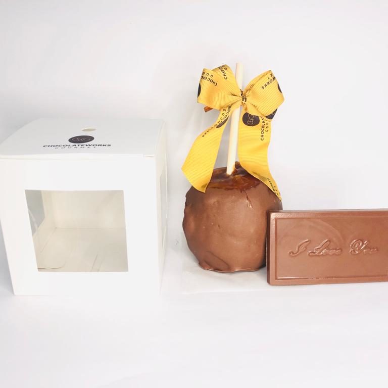 Caramel Apple Dipped in Chocolate with I love You