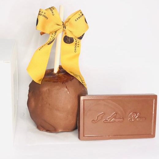 Caramel Apple Dipped in Chocolate with I love You