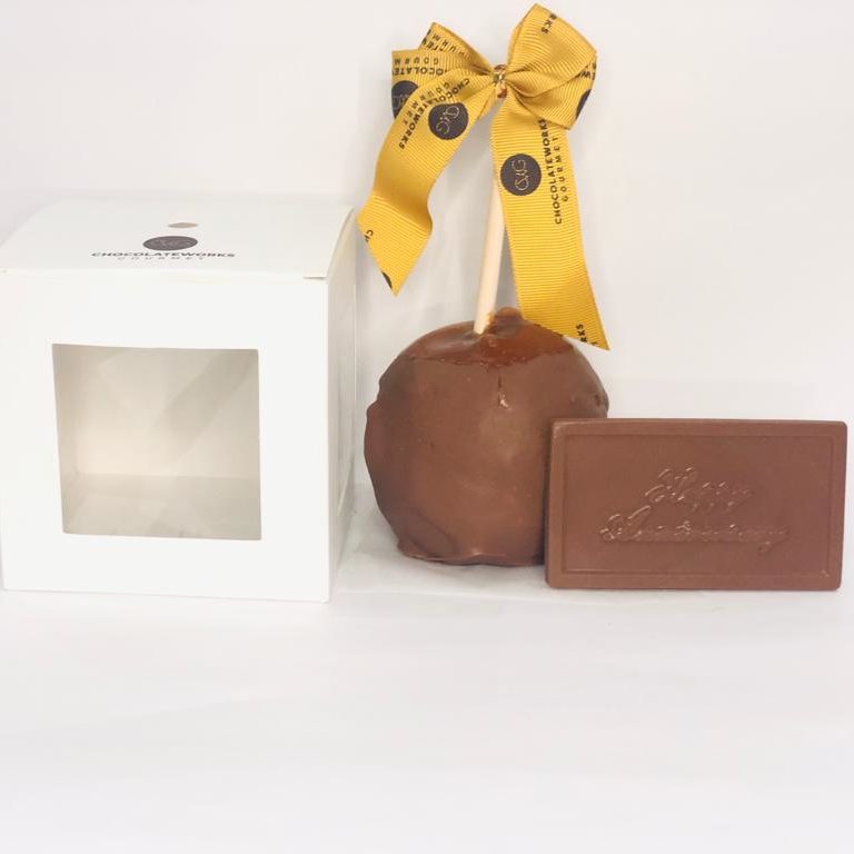 Caramel Apple Dipped in Chocolate with Happy Anniversary
