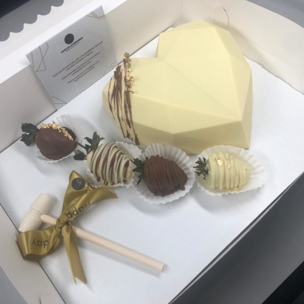 Large Geometric Heart Smash Box with Strawberries
